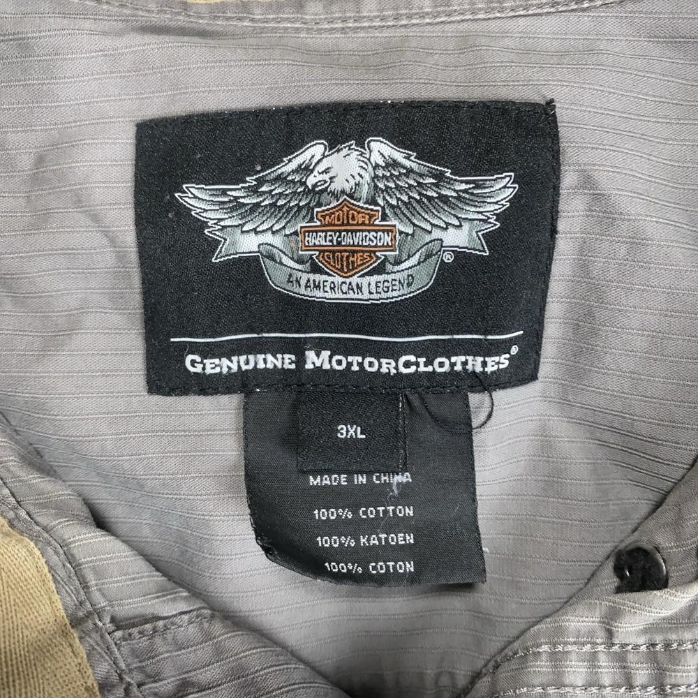 Harley Davidson Men's Gray Button Down Short Sleeve Work Shirt 2XL Graphic Print - Picture 5 of 13